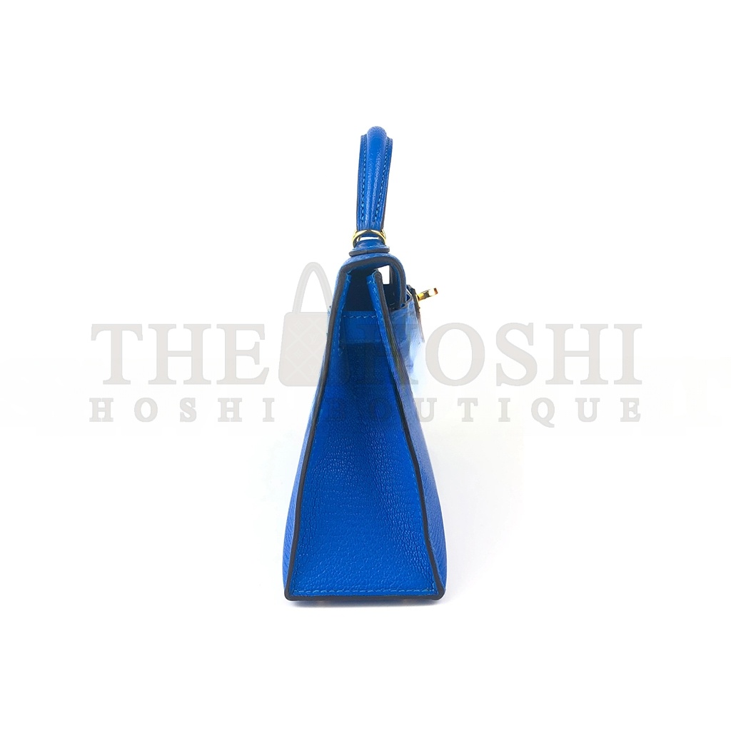 H**me5 MINI KELLY II BLUE HYDRA CHÈVRE LEATHER GOLD HARDWARE (19*12*5.5cm) Master Quality